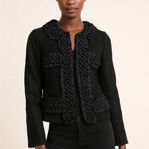 J. Crew Wool Blazer in Charcoal and Berry Trim size 4